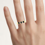 Black Diamond Ring 1.18 Carats Gold Plated Silver