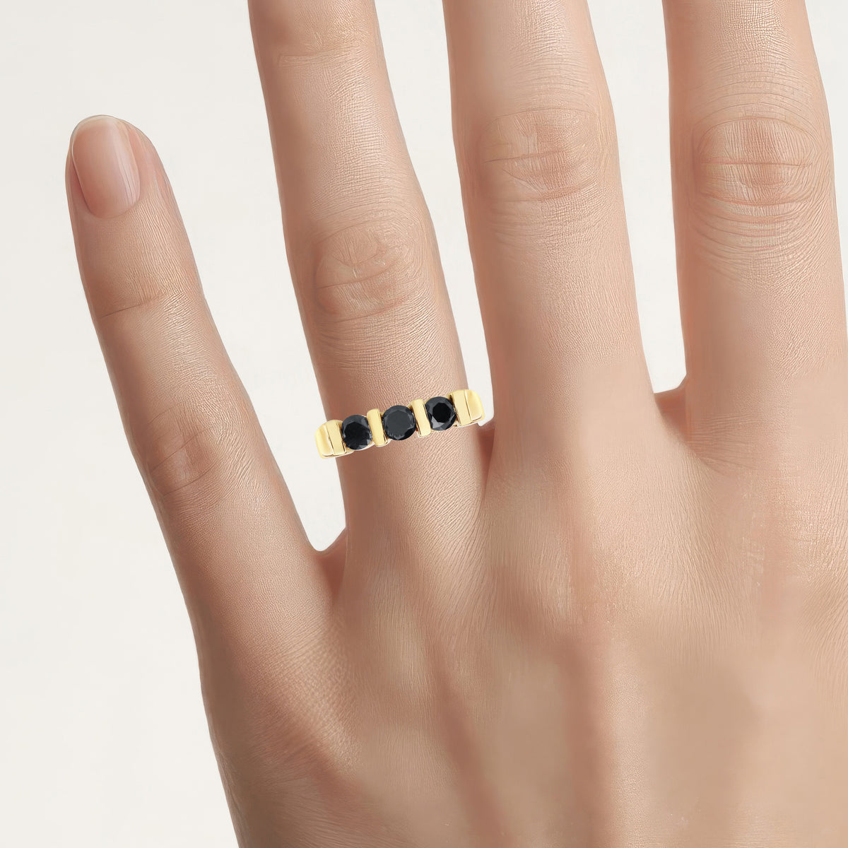 Black Diamond Ring 1.18 Carats Gold Plated Silver