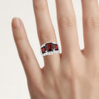 Garnet Ring With White Topaz 6.5 Carats Sterling Silver