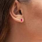 Ruby Stud Earrings 0.58 Carats 14K Yellow Gold