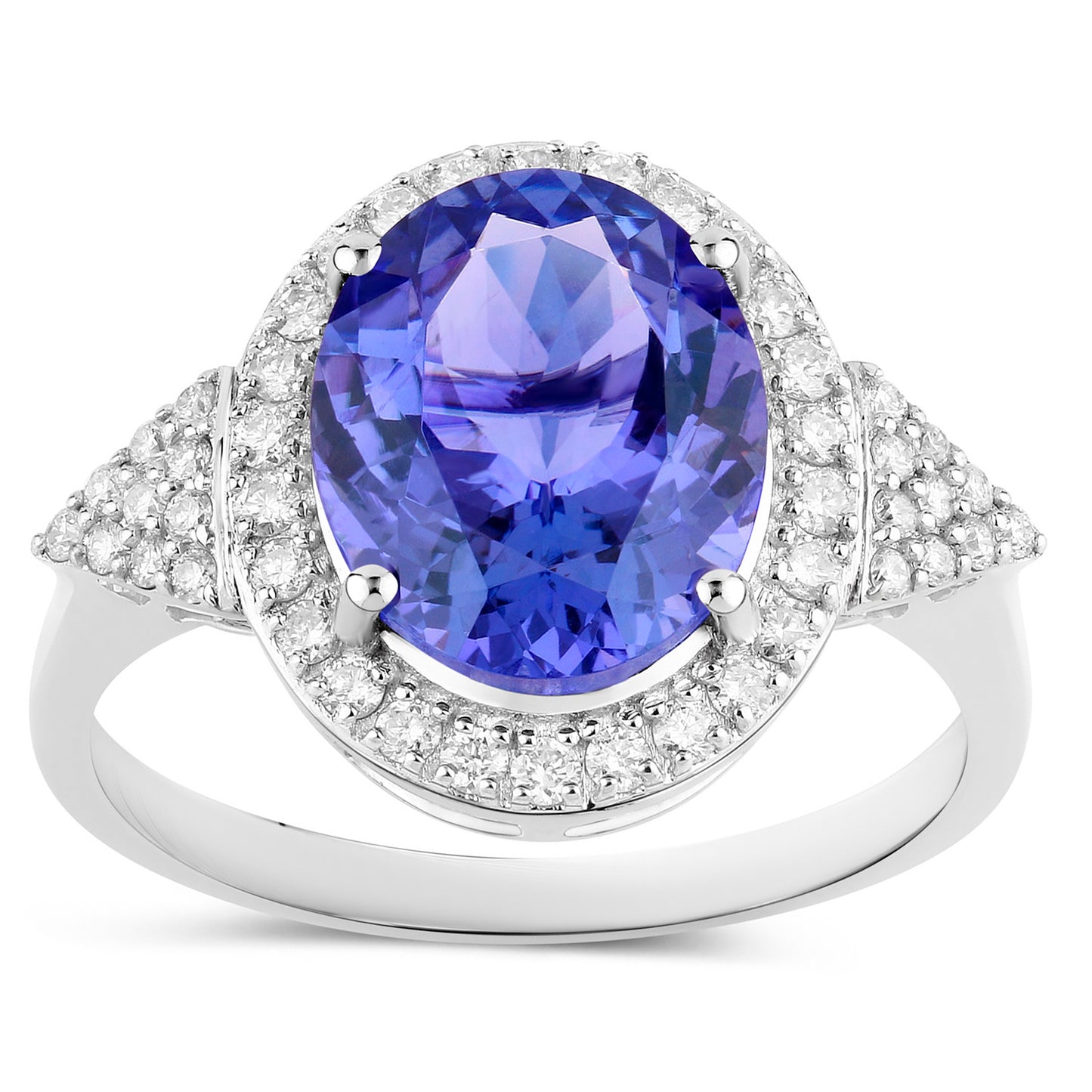 Tanzanite Ring Diamonds 3.96 Carats 14K White Gold