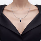 Blue Sapphire Pendant With Diamonds 4.38 Carats 14K White Gold
