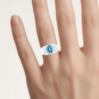 London Blue Topaz Ring With White Topaz 2.64 Carats Sterling Silver