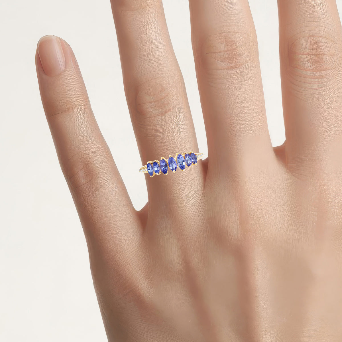 Tanzanite Ring With Diamonds 0.72 Carats 14K Yellow Gold