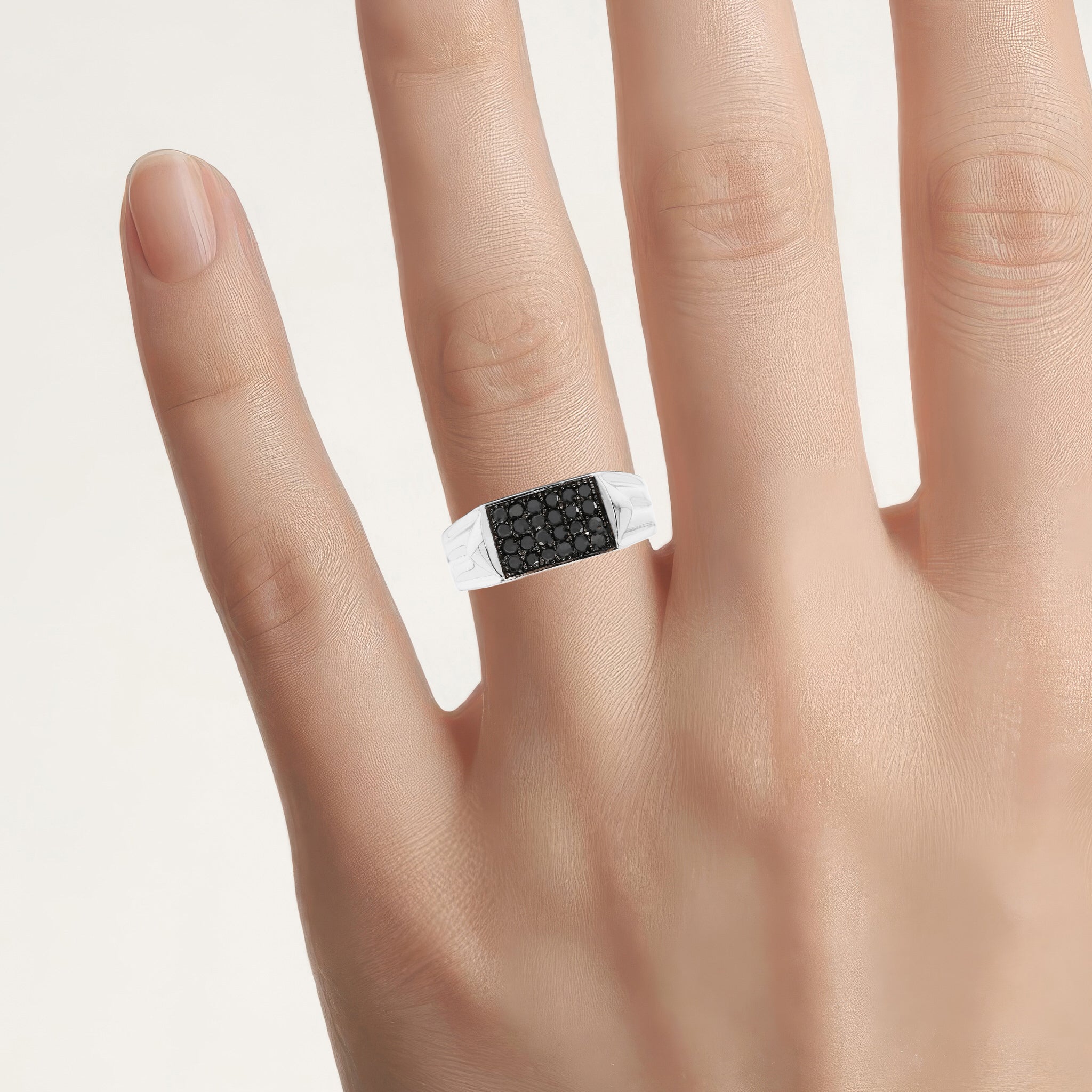 Black Diamond Ring 0.4 Carats Sterling Silver