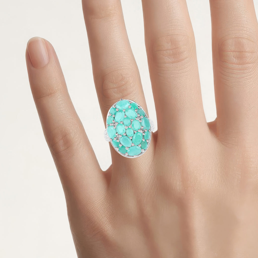 Emerald Ring 5.42 Carats Sterling Silver