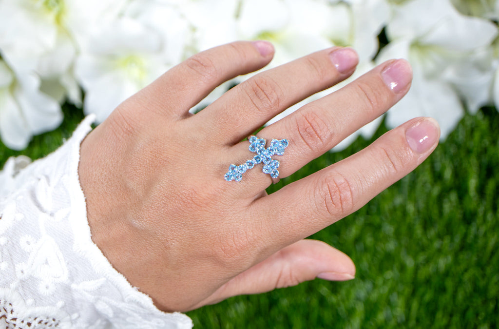 Swiss Blue Topaz Ring 2.14 Carats Sterling Silver