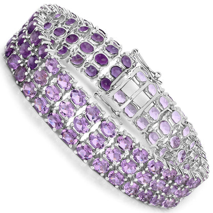 Natural Amethyst Bracelet Light to Dark 32.30 Carats Sterling Silver