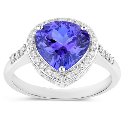 Tanzanite Ring Diamonds 2.99 Carats 14K White Gold