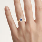 Blue Sapphire Ring With Diamonds 1.12 Carats 14K Yellow Gold