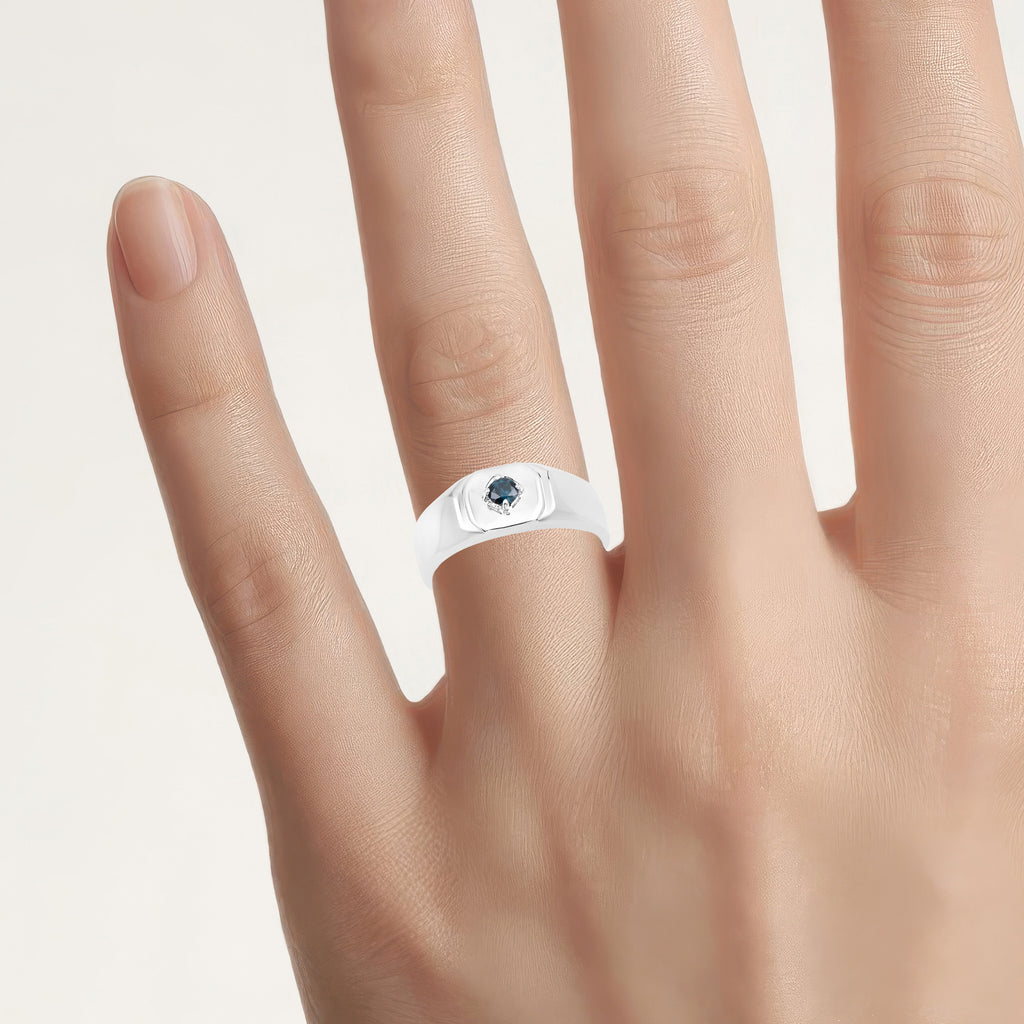 Blue Diamond Ring 0.18 Carats Sterling Silver