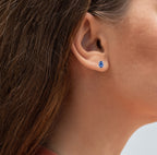 Blue Sapphire Stud Earrings 0.94 Carats 14K White Gold