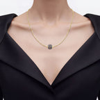 Grey Moonstone Pendant 16.7 Carats Gold Plated Silver
