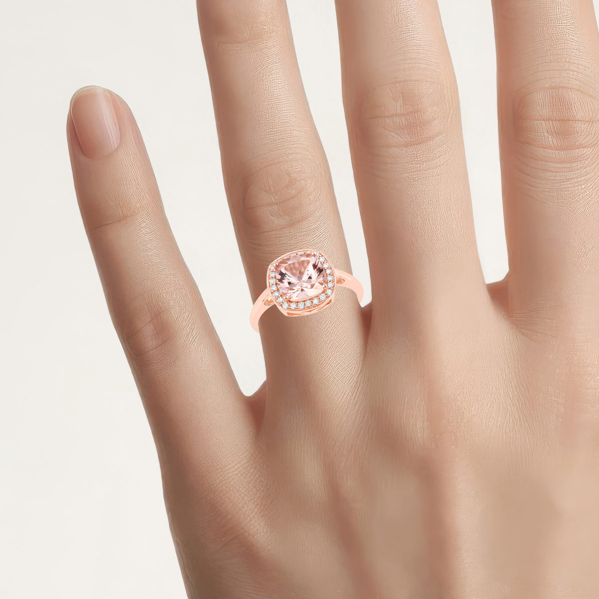 Morganite Ring With Diamonds 2.12 Carats 14K Rose Gold