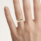 Blue Diamond Ring 0.38 Carats Gold Plated Silver