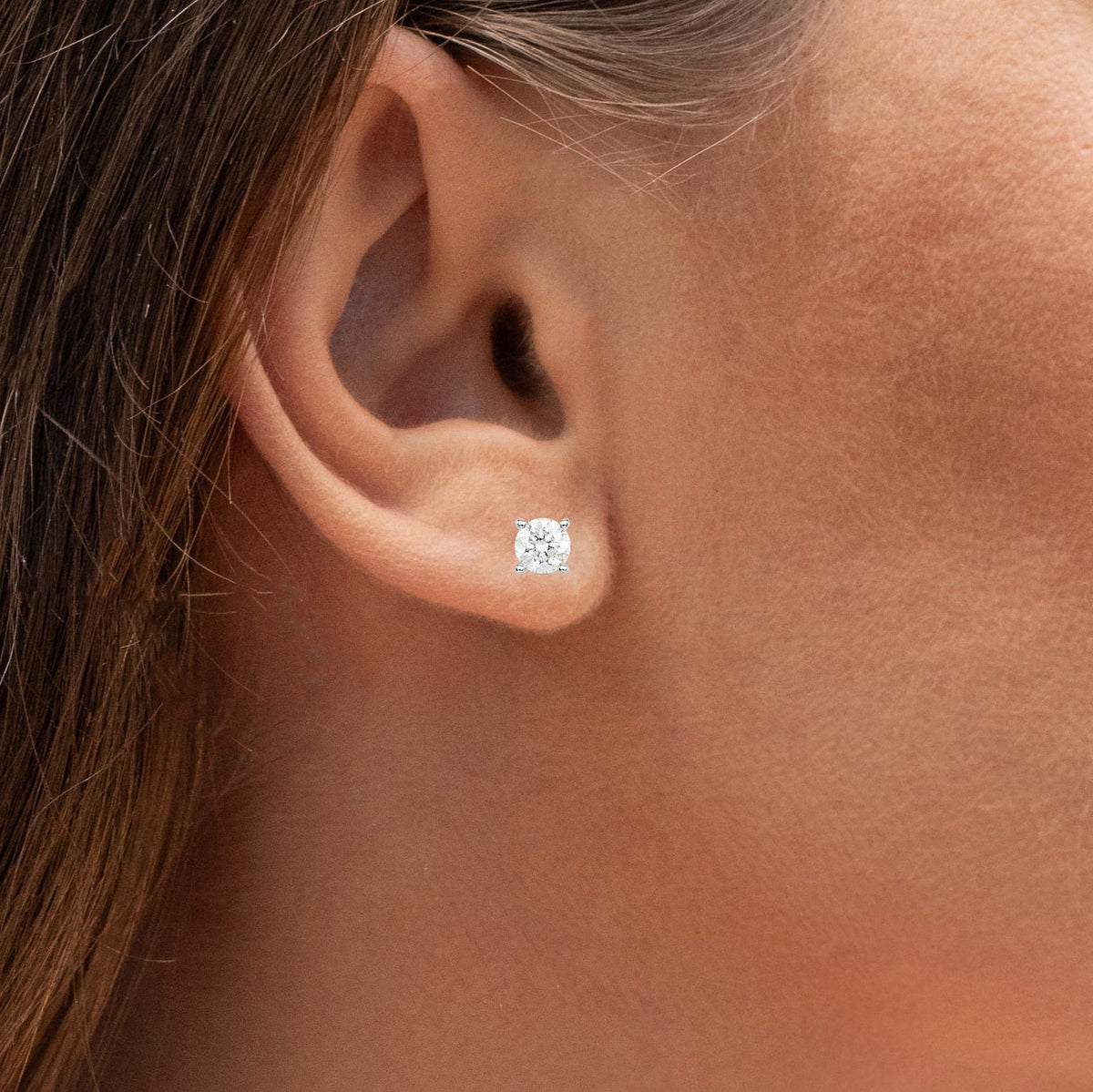 Diamond Stud Earrings 0.78 Carats 14K White Gold