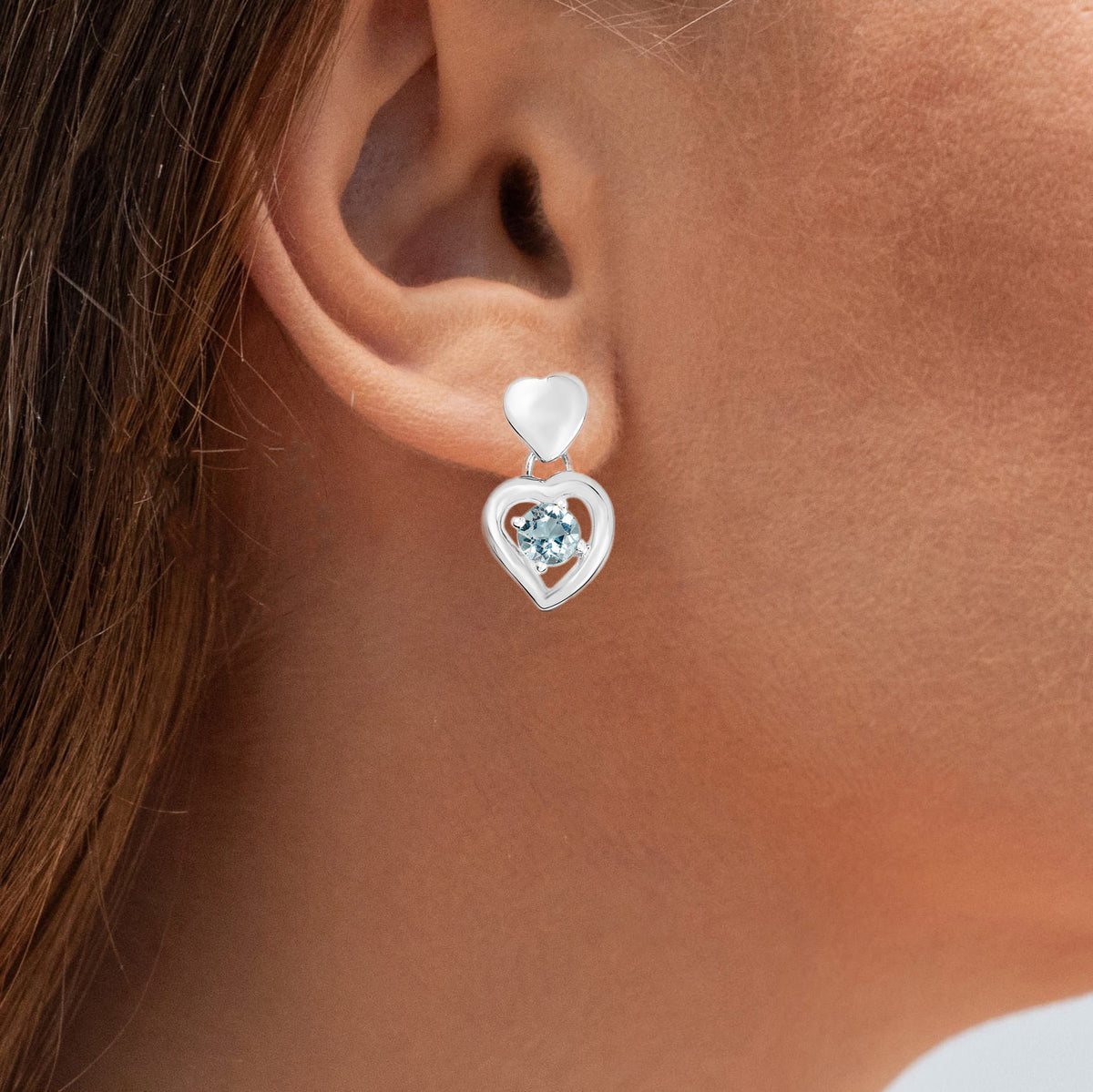Blue Topaz Heart Earrings 1.88 Carats Sterling Silver