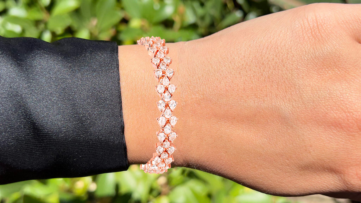 Morganite Tennis Bracelet 10.7 Carats Gold Plated Silver