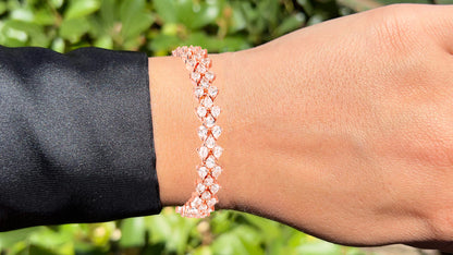 Morganite Tennis Bracelet 10.7 Carats Gold Plated Silver