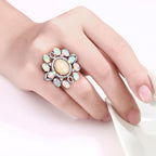 Opal Ring With Diamonds 6.56 Carats Sterling Silver