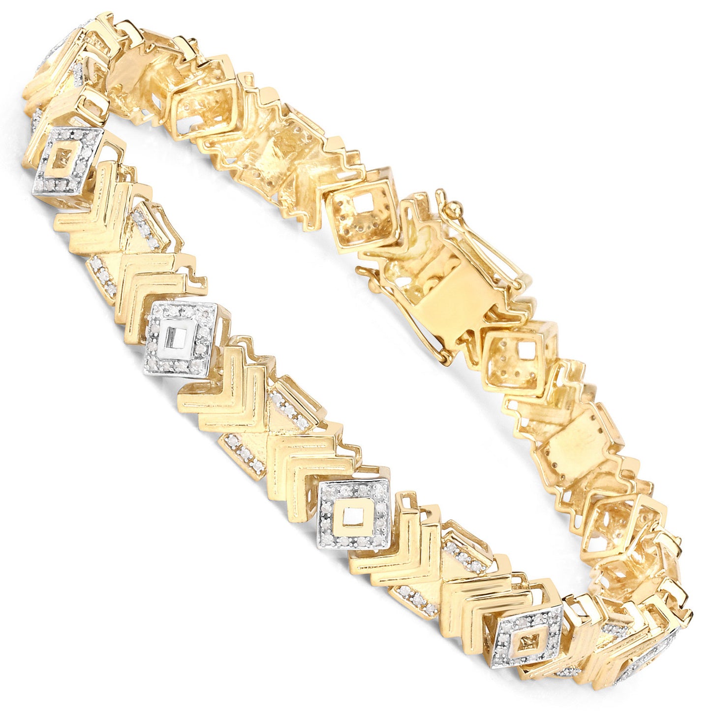 Diamond Cocktail Bracelet 14K Yellow Gold Plated Sterling Silver 9 Inches