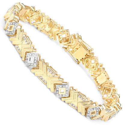 Diamond Cocktail Bracelet 14K Yellow Gold Plated Sterling Silver 9 Inches