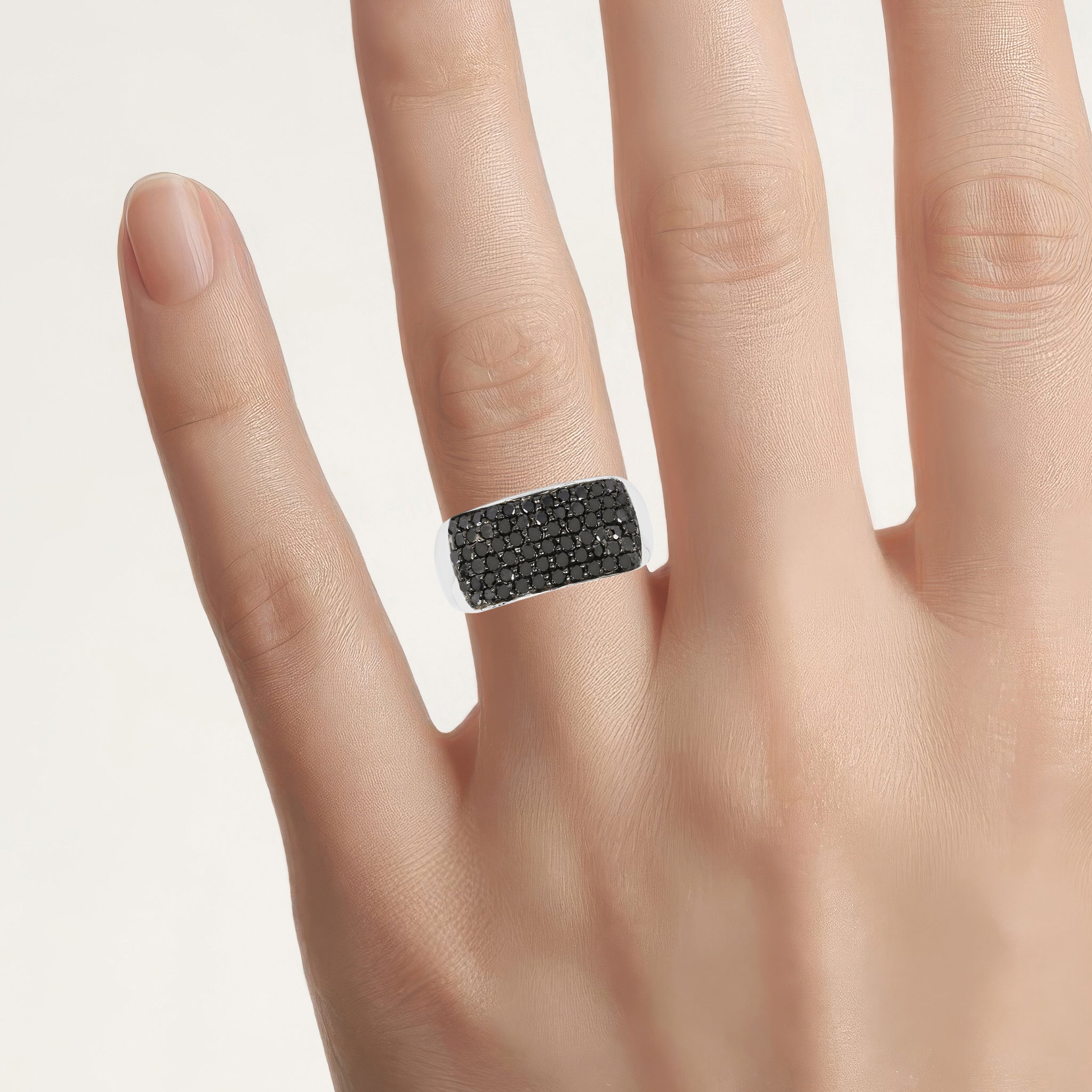 Black Diamond Ring 1.2 Carats Sterling Silver