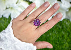 Amethyst Ring With Rhodolite Garnet 5.62 Carats Sterling Silver
