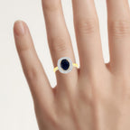Blue Sapphire Ring With Diamonds 2.34 Carats 14K Yellow Gold