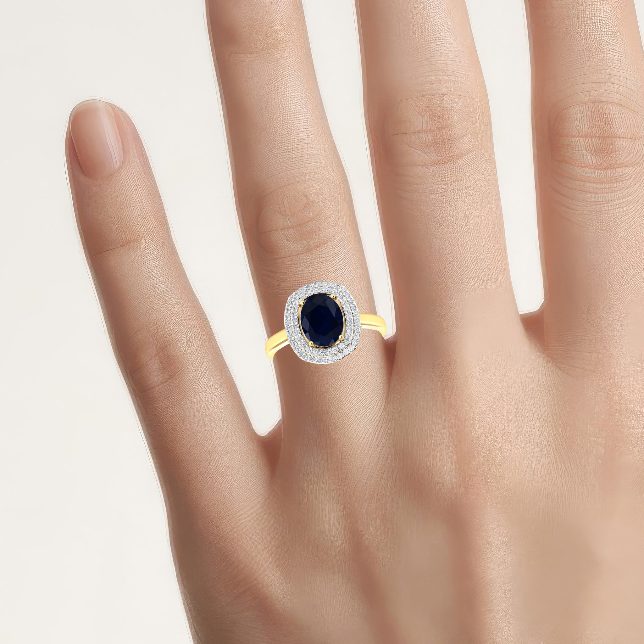 Blue Sapphire Ring With Diamonds 2.34 Carats 14K Yellow Gold