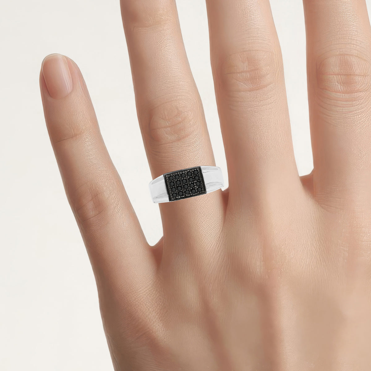 Black Diamond Ring 0.28 Carats Sterling Silver