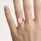 Morganite Ring With Rhodolite Garnet 9.06 Carats Gold Plated Silver