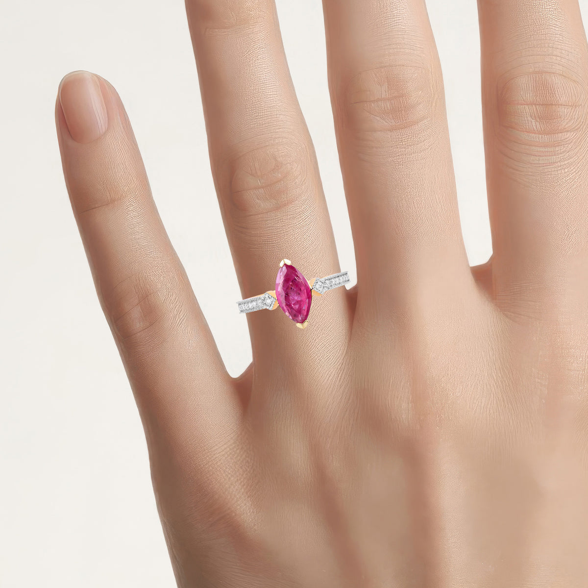 Ruby Ring With Diamonds 0.98 Carats 14K Yellow Gold
