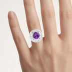 Amethyst Ring With White Topaz 5.54 Carats Sterling Silver
