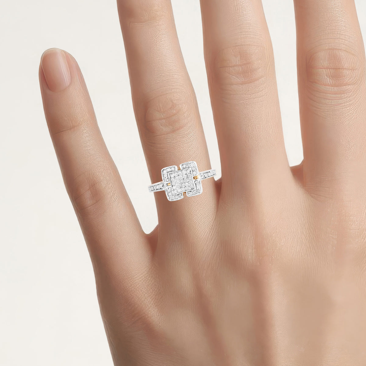 Diamond Ring 0.22 Carats Gold Plated Silver