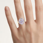Tanzanite Flower Ring With White Topaz 1.96 Carats Gold Plated Silver
