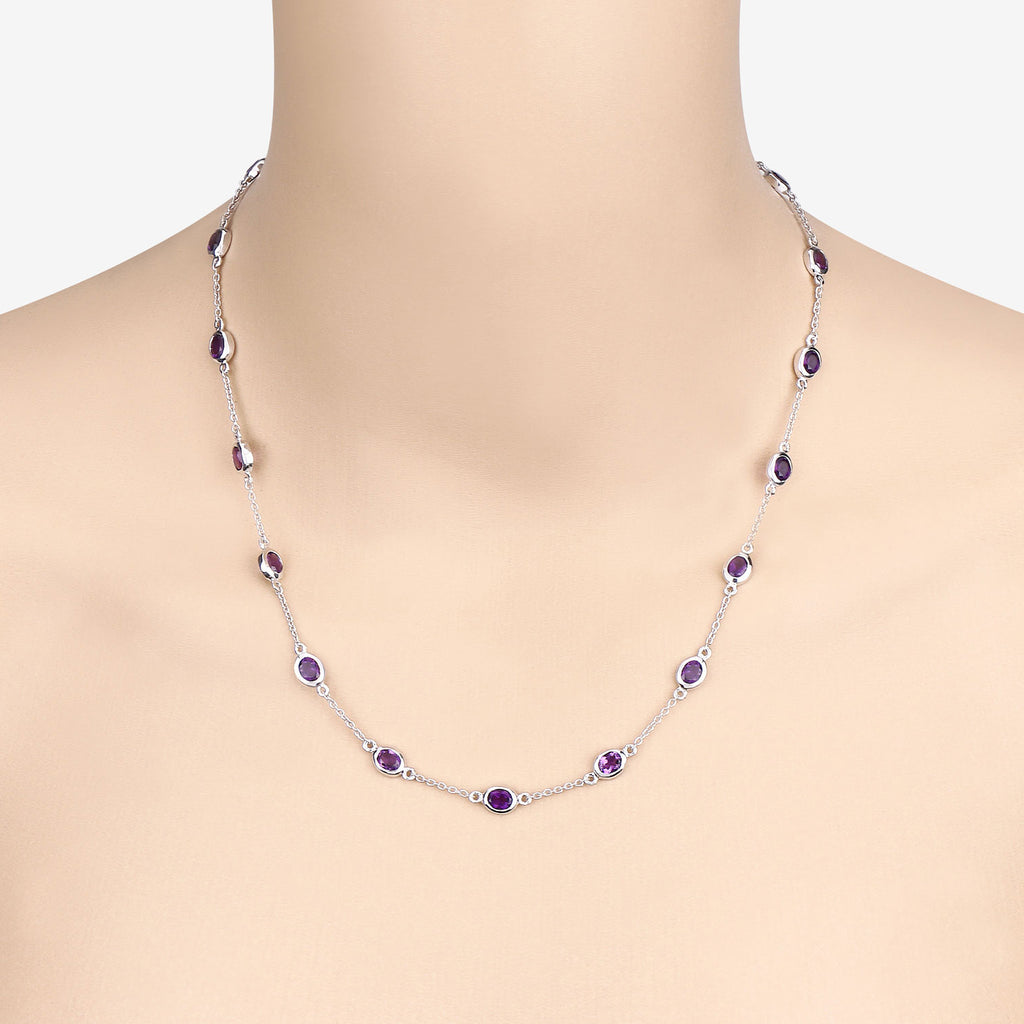 Amethyst Necklace 6.1 Carats Sterling Silver