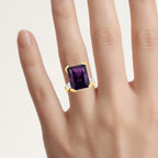 Amethyst Ring With White Topaz 11.5 Carats Gold Plated Silver