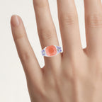 Peach Moonstone Ring With Tanzanite 3.94 Carats Sterling Silver