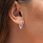 Ruby Hoop Earrings 1.54 Carats Sterling Silver
