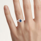 Blue Sapphire Ring With Diamonds 0.96 Carats 10K White Gold