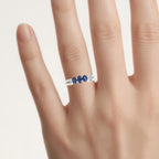Blue Sapphire Ring With Diamonds 0.68 Carats 14K White Gold