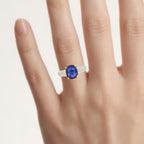 Blue Sapphire Ring With Diamonds 2.6 Carats 18K Yellow Gold
