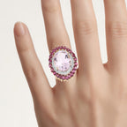 Pink Amethyst Ring With Rhodolite Garnet 10.1 Carats Gold Plated Silver