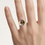 Smoky Quartz Ring With Citrine and White Topaz 9.7 Carats Sterling Silver