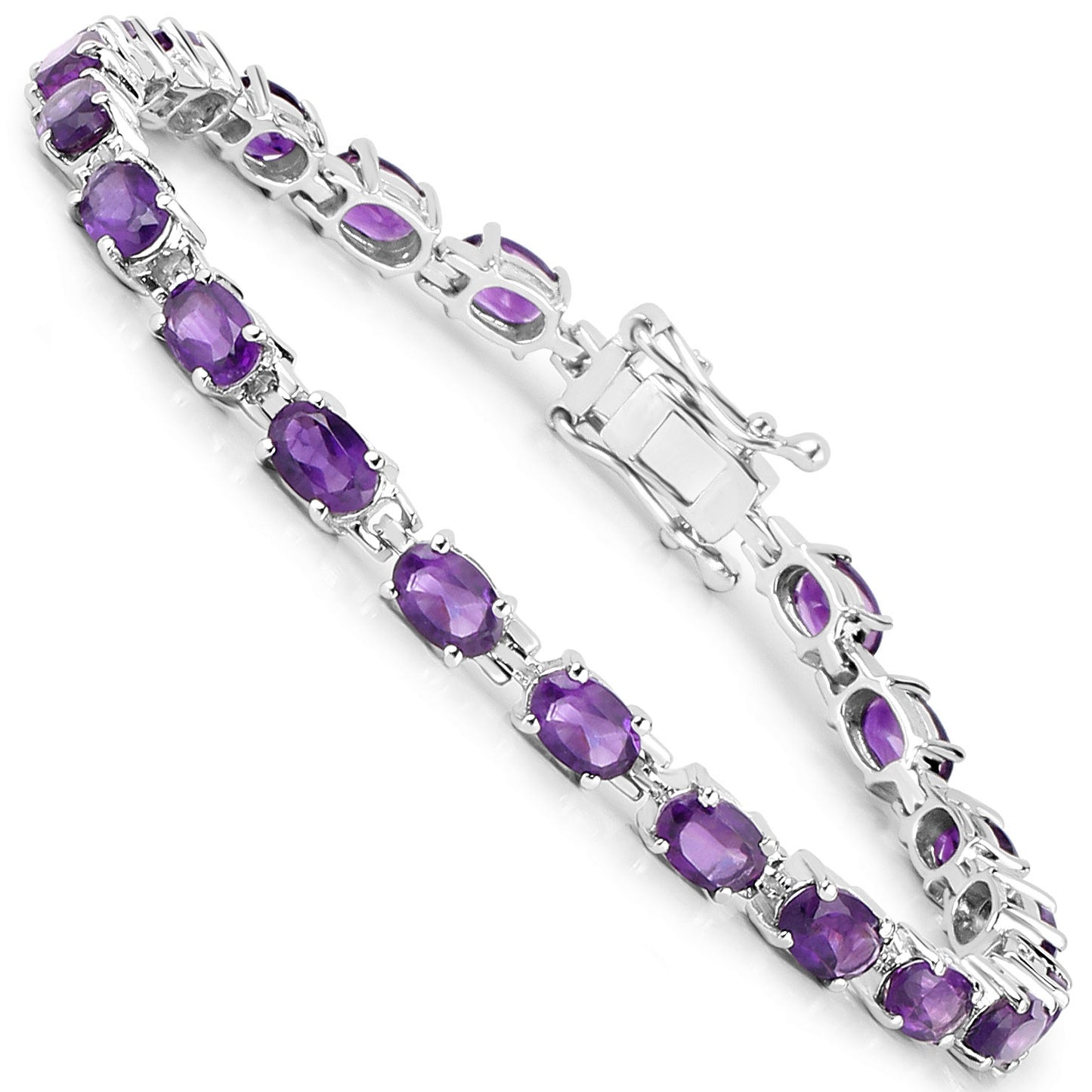 Amethyst Tennis Bracelet 7.98 Carats Rhodium Plated Sterling Silver