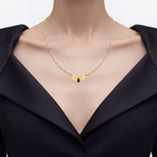 Garnet Bat Necklace With Black Spinel 1.06 Carats Gold Plated Silver