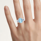 Blue Topaz Ring With Tanzanite 7.68 Carats Sterling Silver