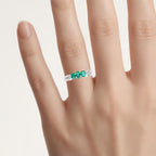 Zambian Emerald Ring With Diamonds 0.48 Carats 14K White Gold