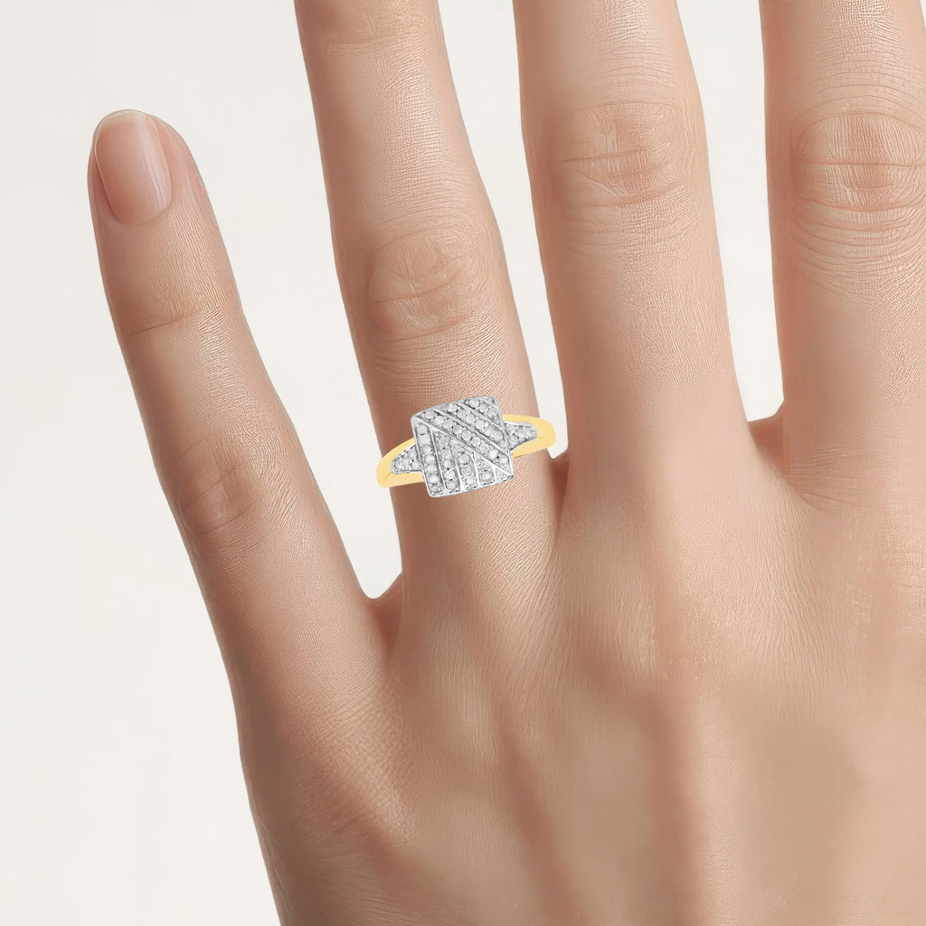 Diamond Ring 0.22 Carats Gold Plated Silver